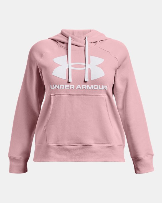 Women's UA Rival Fleece Logo Hoodie, Pink, pdpMainDesktop image number 4
